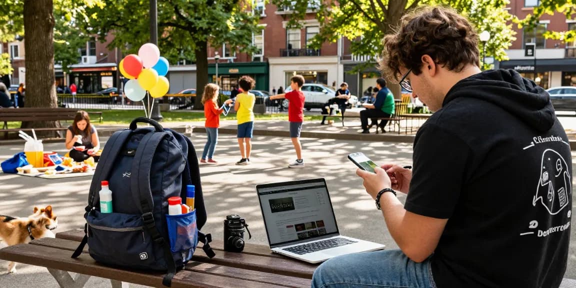 Person using the BedPersonal website on a smartphone in a park setting.