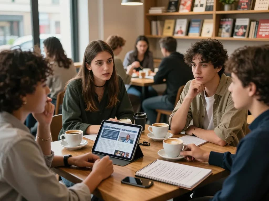 Engaging community discussion on facing serious political issues in a cozy café