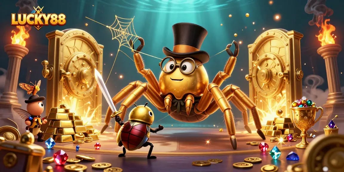 LUCKY88 embraces thrilling gameplay with a vibrant casino-themed scene of adventure and excitement.