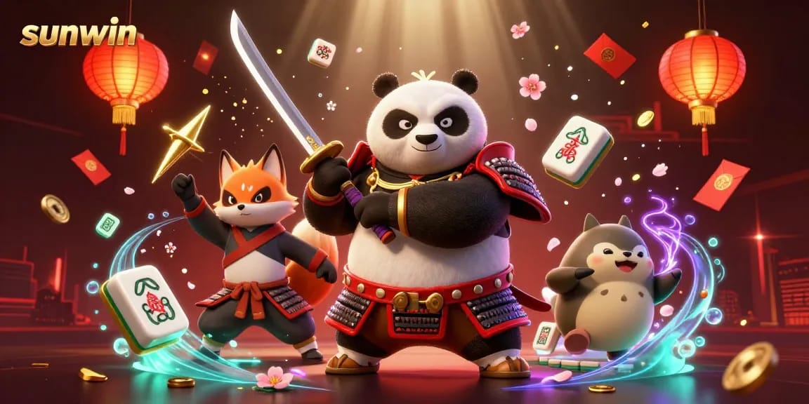 Experience exhilarating wins at sunwin with vibrant casino game elements and unique characters.