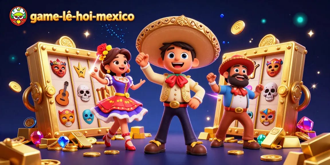Experience thrilling gameplay with game-le-hoi-mexico featuring vibrant slot elements and colorful festival characters.