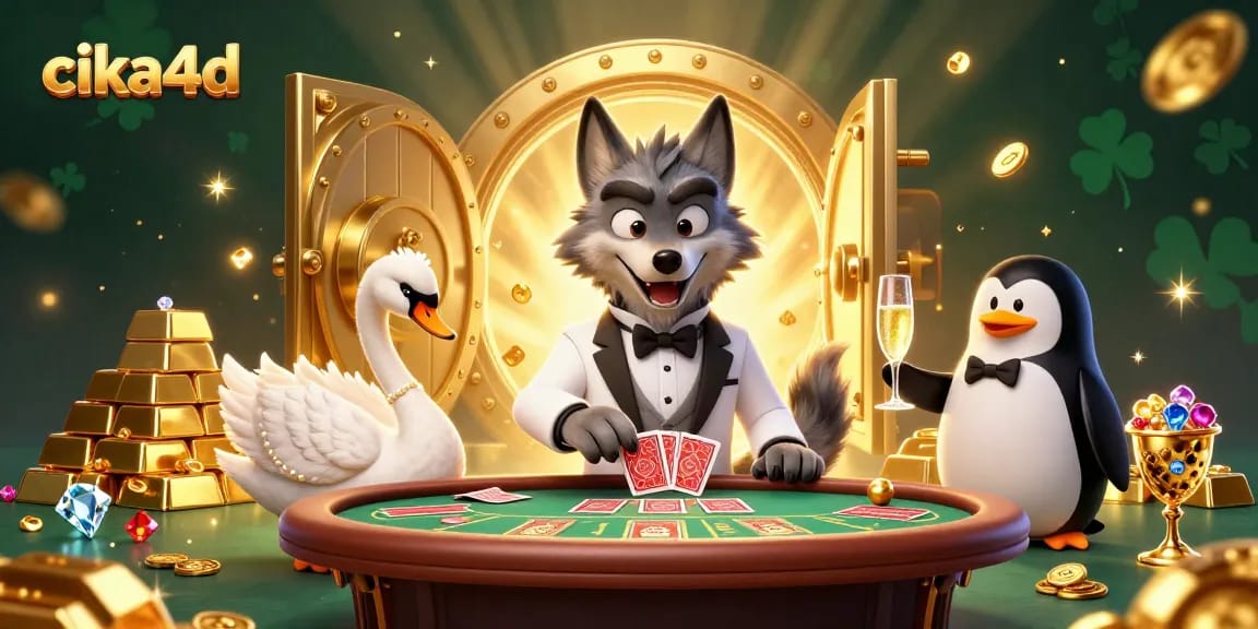 Win big with cika4d at the baccarat table alongside elegant characters in a dazzling casino.