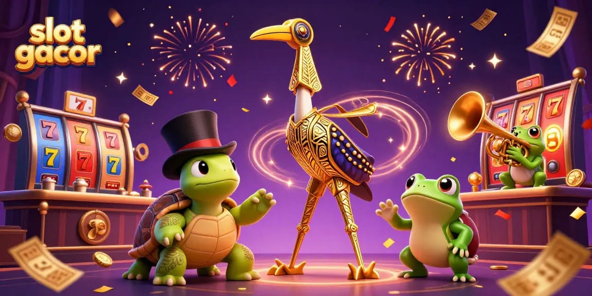 Experience the thrill of slot gacor with vibrant characters and dynamic casino elements.