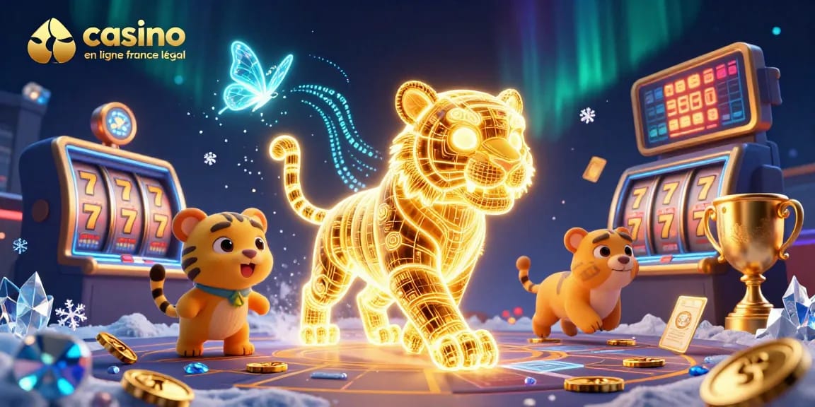 Casino en ligne France légal : explorez les jeux avec un tigre illuminé et une atmosphère captivante.