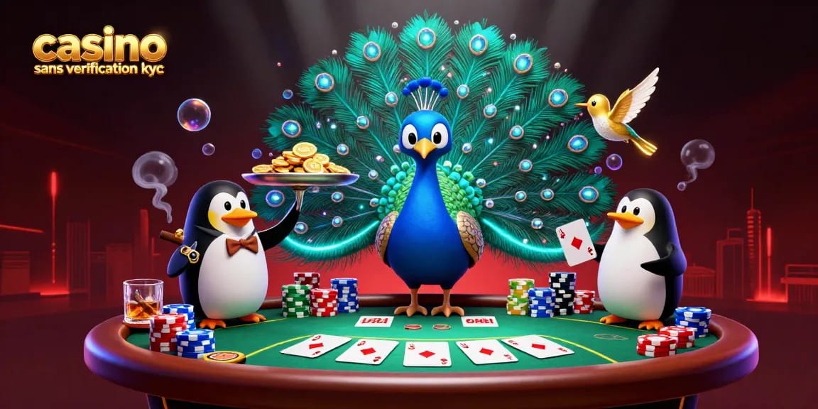 Jouez avec stratégie dans un casino sans vérification KYC, avec des personnages riches en couleurs.