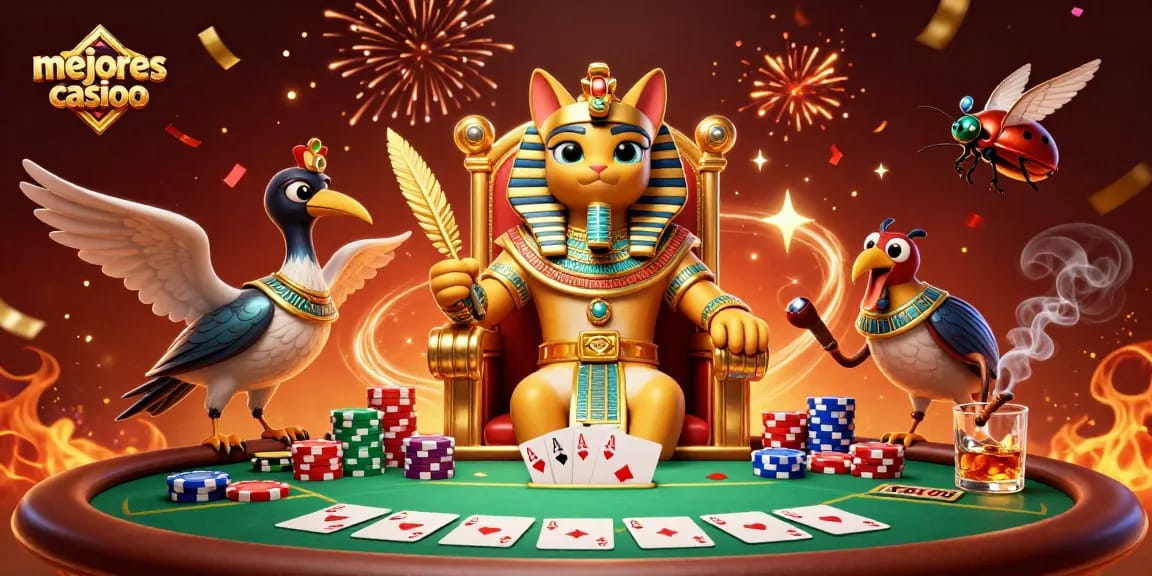 Los mejores casinos ofrecen un emocionante juego de póker con un elegante gato faraón y su escriba.