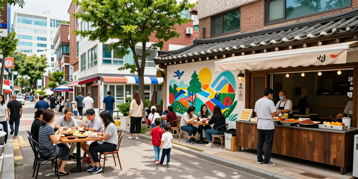 Sangbong-dong 한국관 vibrant community hub with locals enjoying culture and food