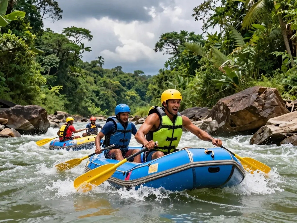 Dandeli river rafting adventure on the Kali River with lush greenery and excitement