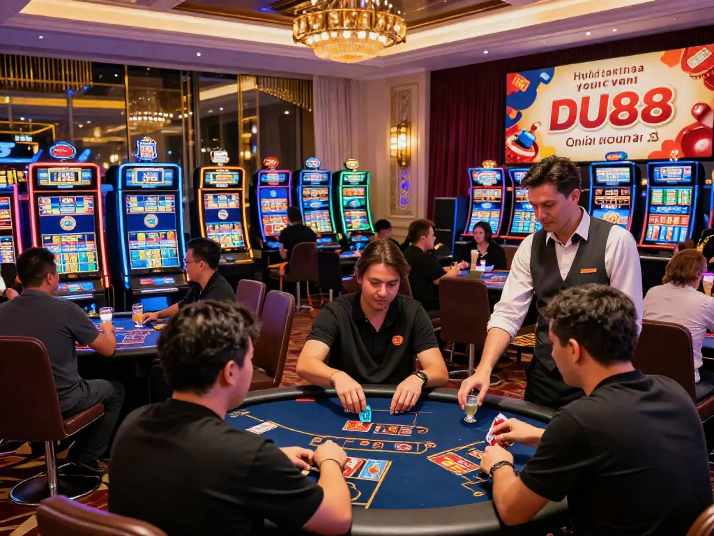 Exciting DU88 online gambling scene with players enjoying diverse games and vibrant atmosphere.
