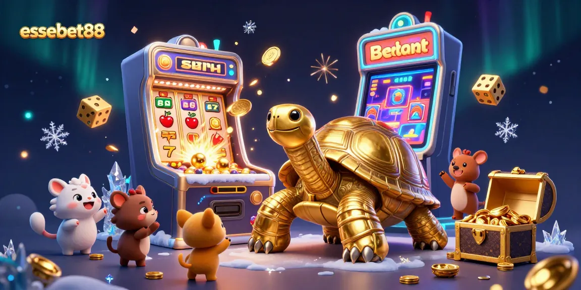 Engage with the exciting essebet88 gaming experience featuring a colossal tortoise pinball and slot machine
