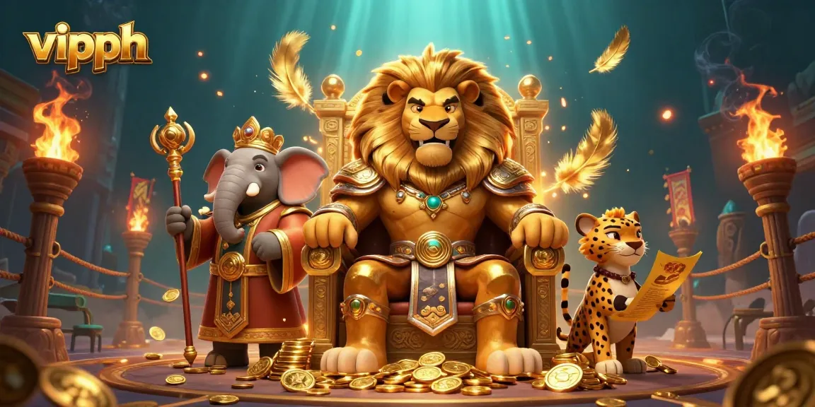 Engage in thrilling vipph casino experiences featuring royal characters amidst a vibrant gaming arena.