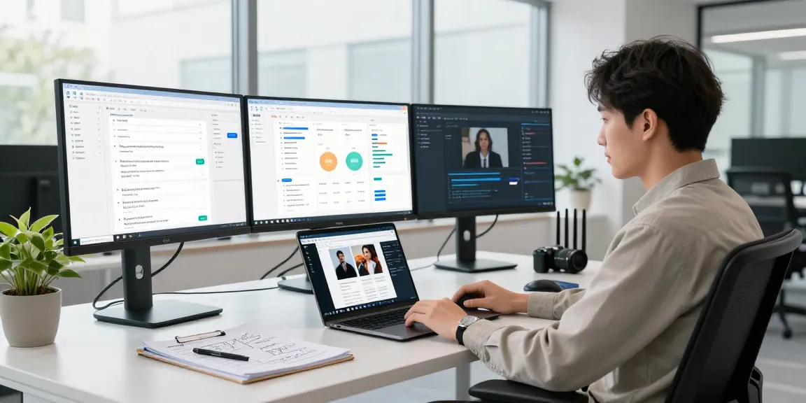AI image detector analysis in a high-tech workspace with data visualizations.