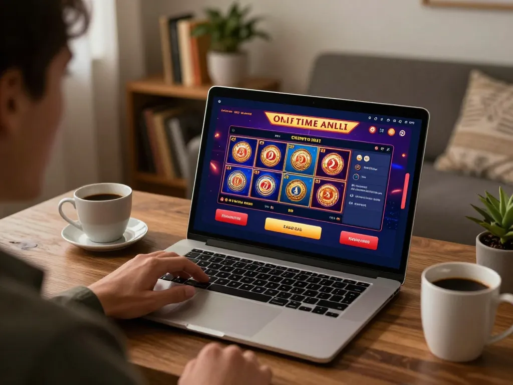 Experience the excitement of trang chủ mb66 with vibrant online slot games on a personal laptop.
