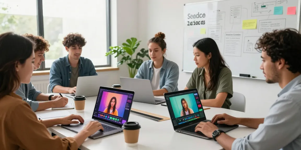 Collaboration in a modern workspace using ai seedance 2.0 for video creation, showcasing diverse creators at work.