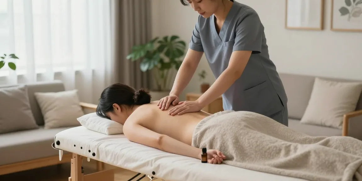 Experience a soothing 의정부출장마사지 service in a cozy home setting, highlighting relaxation and professionalism.