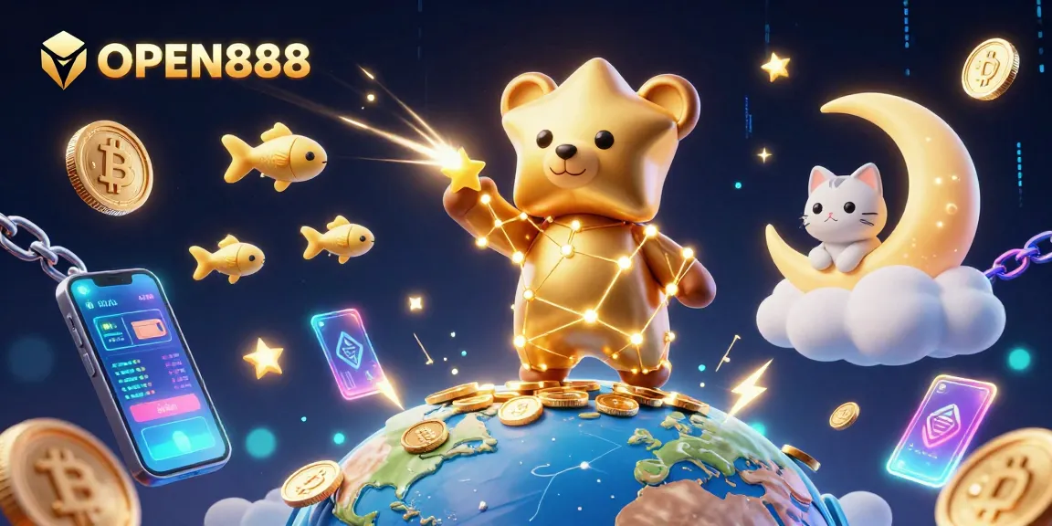 Experience thrilling games and winning opportunities with OPEN888 in a vibrant, electrifying casino scene.