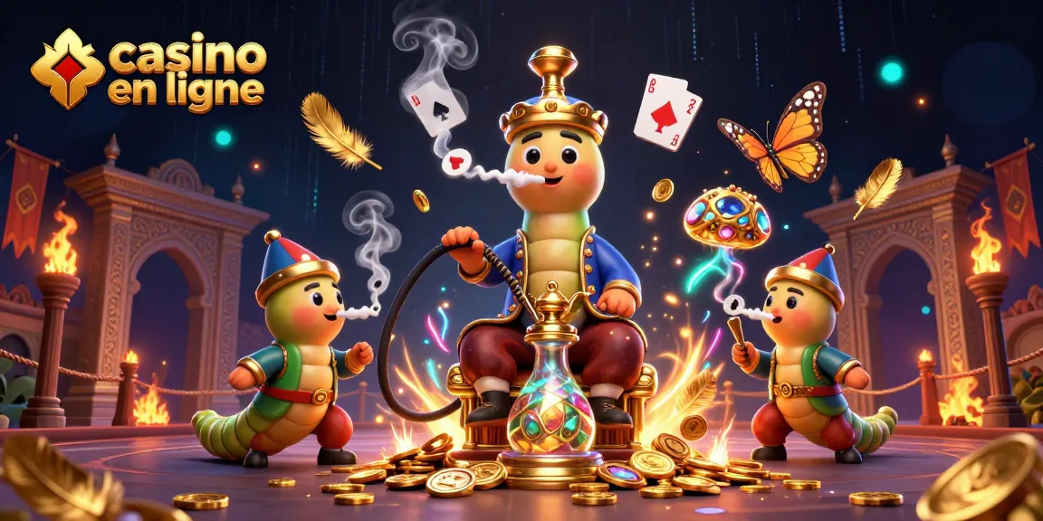 Visuel captivant d'un casino en ligne avec un maître de chicha en tenue turque entouré de pièces d'or.