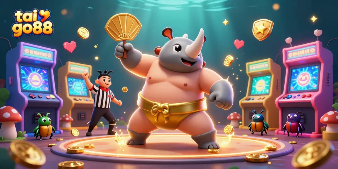 Experience the thrill of tai go88 as the sumo champion beetle stomps, spilling coins in a vibrant casino