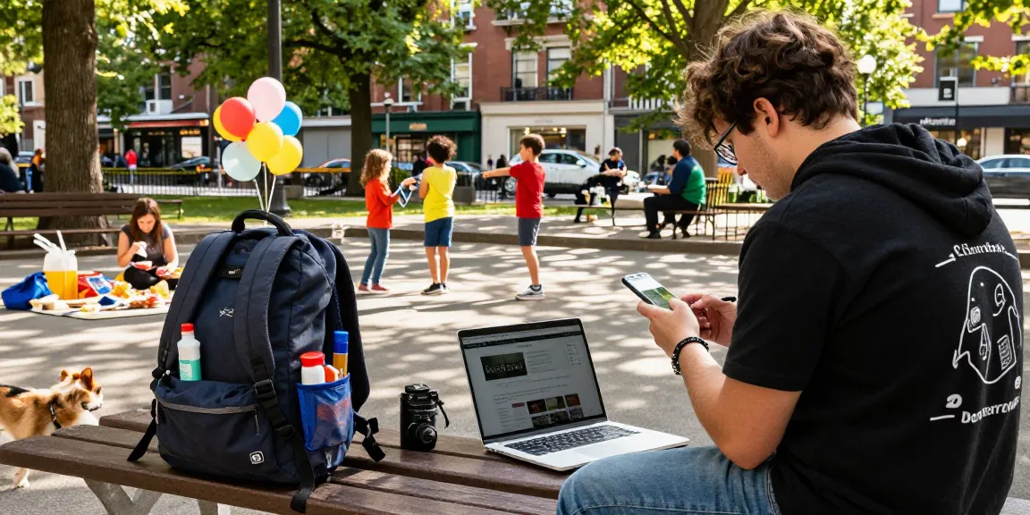 Person using the BedPersonal website on a smartphone in a park setting.