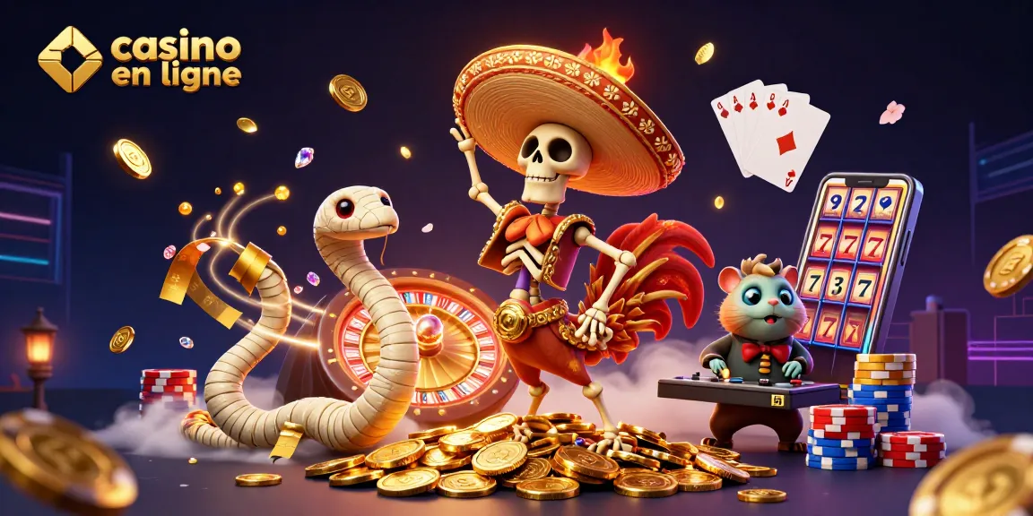 Jouer au casino en ligne, le coq mariachi célèbre une victoire sur une pile de pièces d'or.