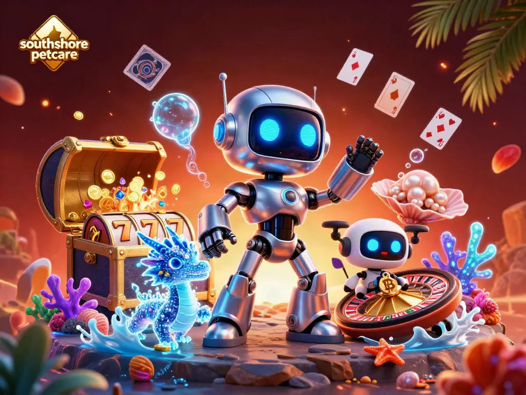 Melihat keunggulan southshorepetcare dalam permainan judi slot dengan robot 3D dan elemen kasino.