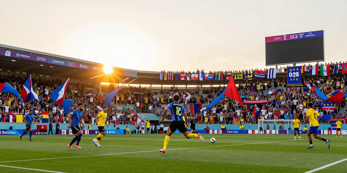 Jadwal Piala Dunia 2026 menunjukkan penggemar sepak bola bersorak di stadion yang penuh semangat.