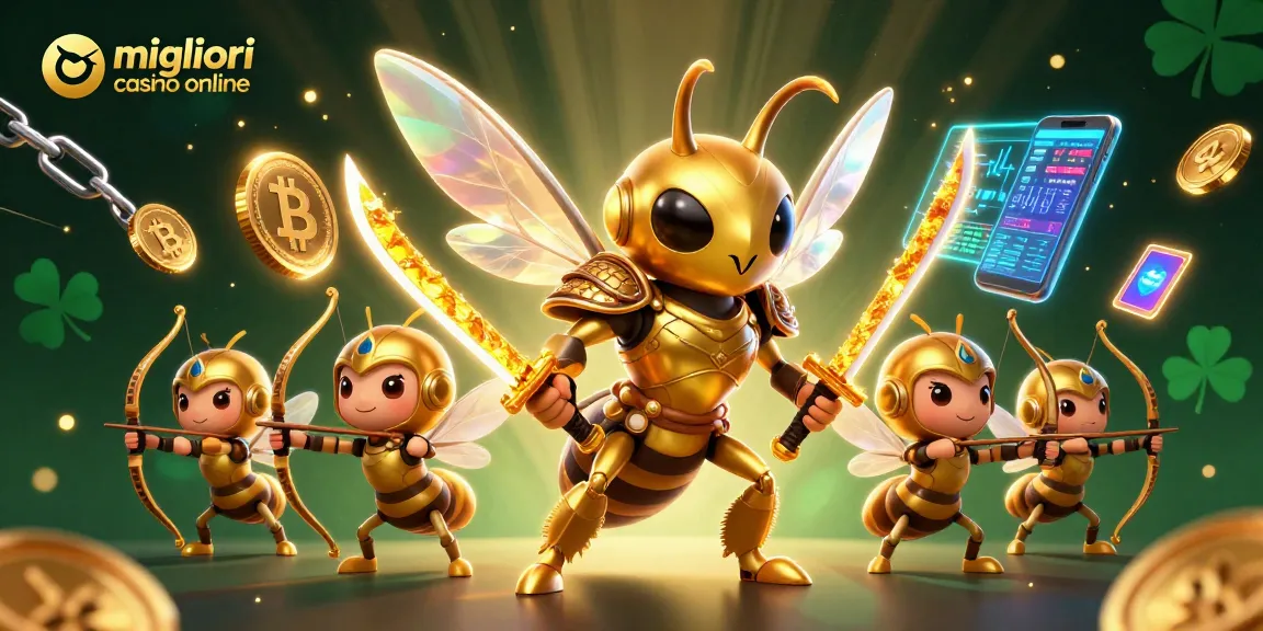 Scopri i migliori casino online con giochi stimolanti, mentre il gigante d'oro incanta in un'illustrazione vivace.