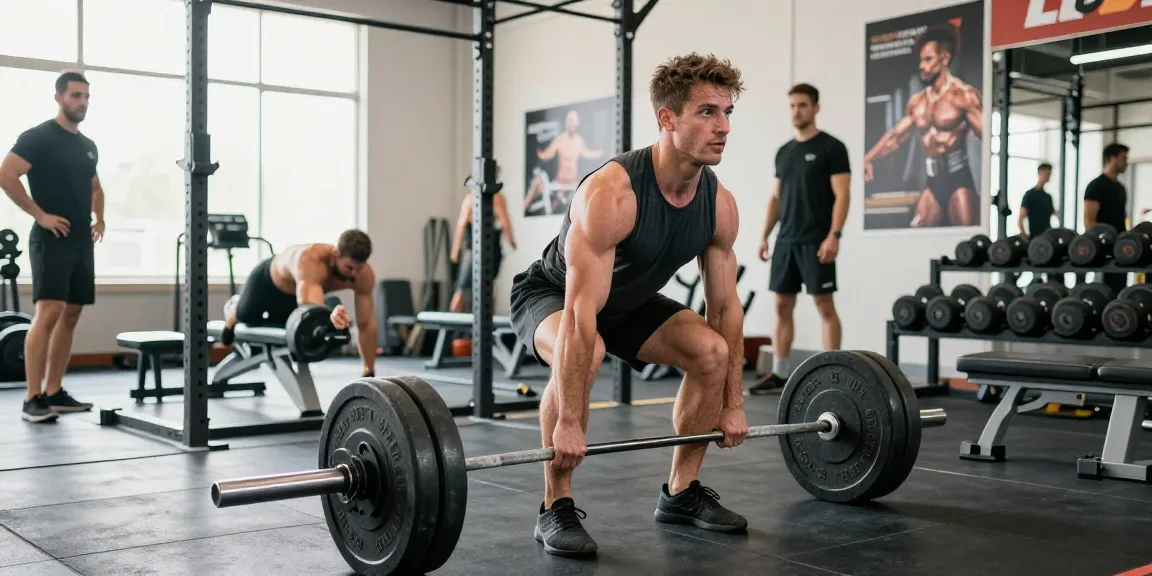 Anabolika Shop - Bodybuilder beim Deadlift im Fitnessstudio, motivierende Umgebung mit hochwertigem Equipment.