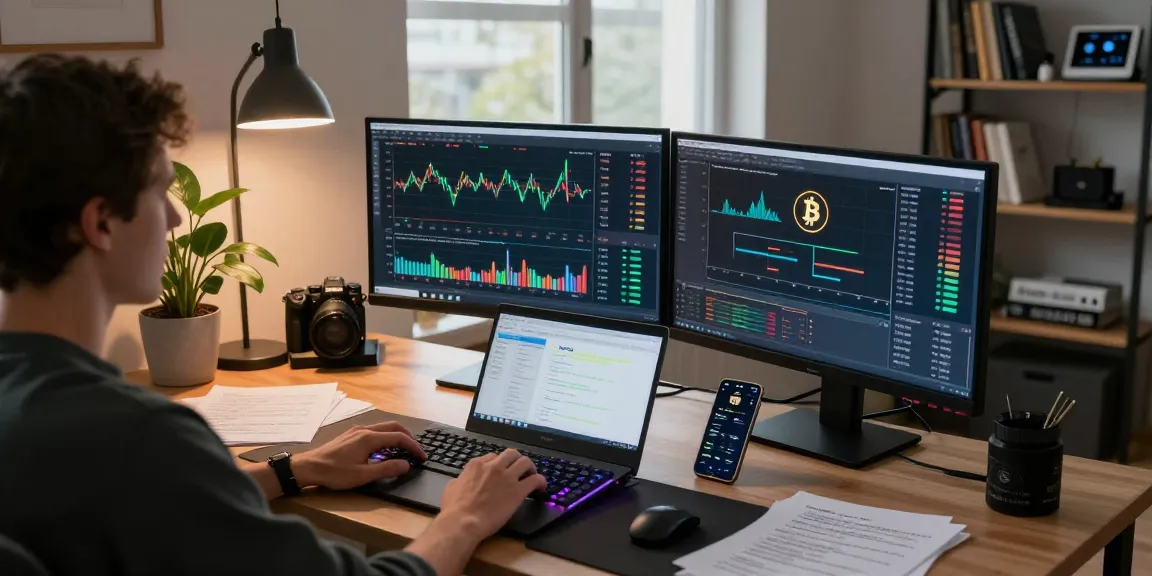 Cricbet99 active trading session on a cryptocurrency exchange with live Bitcoin charts and DeFi strategies shown on multiple monitors.