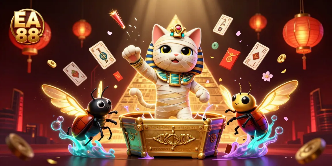 EA 88 - Experience thrilling spins with a captivating Egyptian theme in this vibrant casino scene.