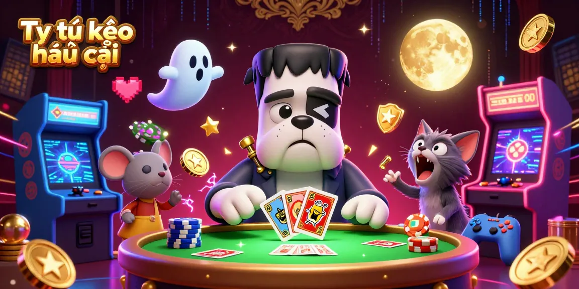 Engage in casino action with Tỷ lệ kèo nhà cái dynamic scene featuring colorful characters and gaming elements.