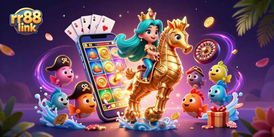 Experience the thrill of gaming with RR88 link in this vibrant, action-packed casino scene.