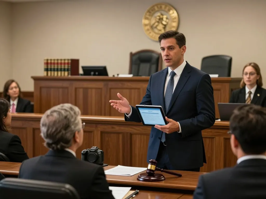 Tampa criminal defense lawyer passionately defending a client in a courtroom setting, showcasing legal expertise and advocacy.