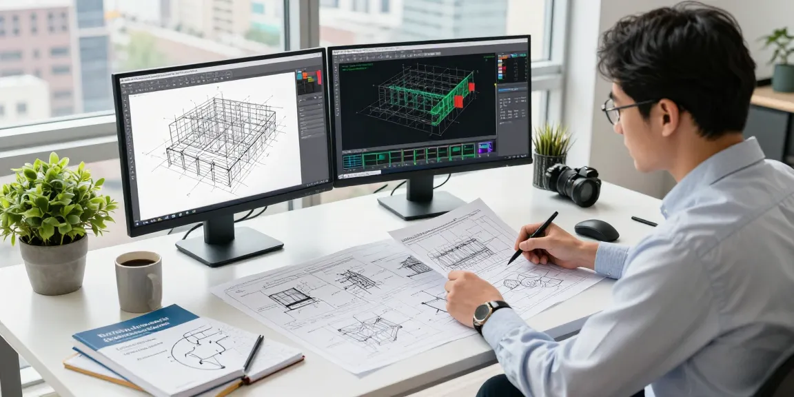 Engineer's workspace showcasing structural integrity assessment Missouri analysis with drawings and reports on desk.