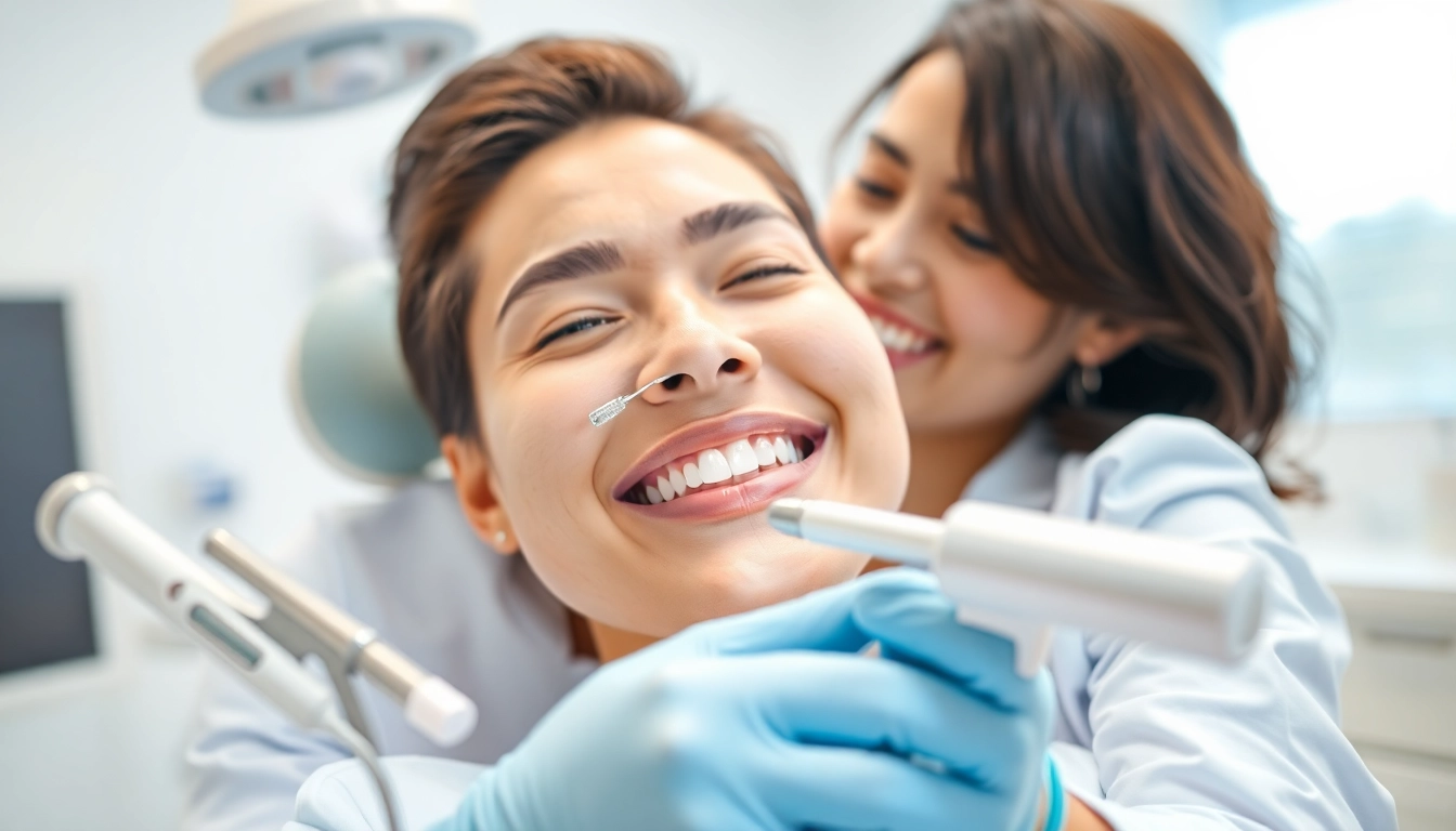 Smiling patient receiving care at newsmilelife clinic with a professional dentist.