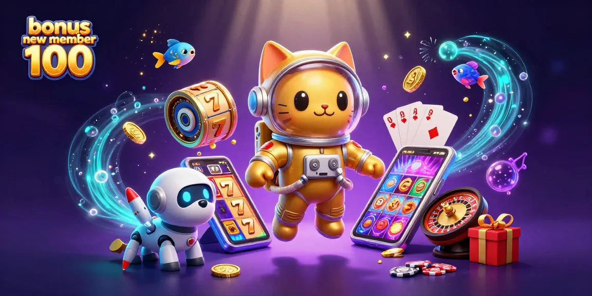 Engage with the exciting bonus new member 100 scheme in this action-packed gaming illustration.