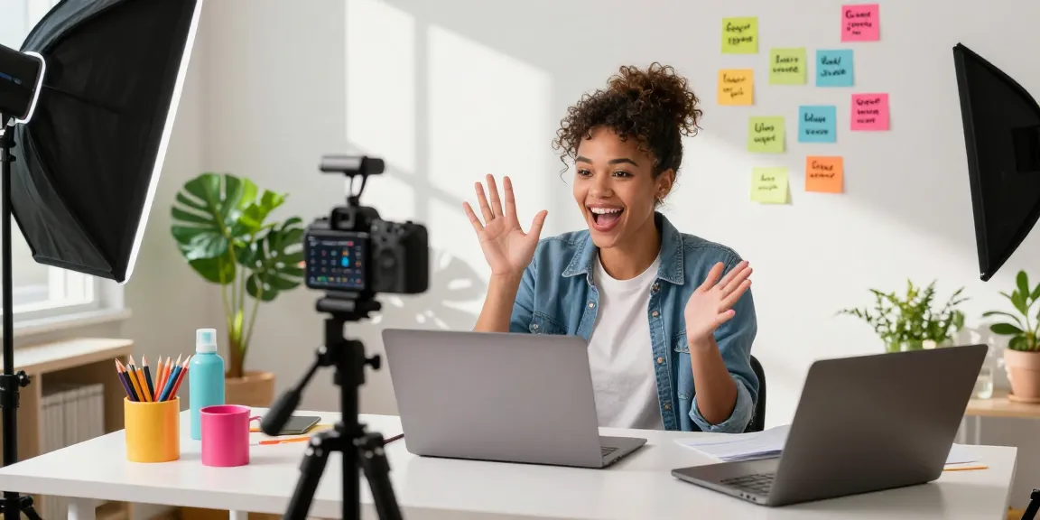 Learn how to get more followers on TikTok with a lively content creator setup showcasing filming and analytics.