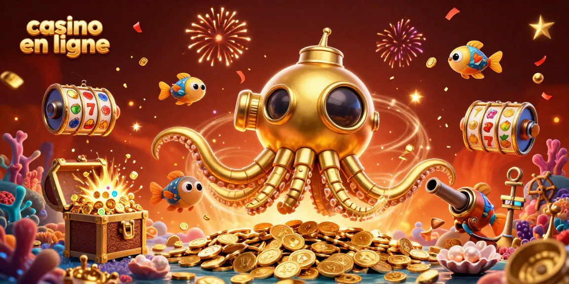 Gagnez dans le casino en ligne en jouant avec le kraken doré dans une mer de pièces d'or!