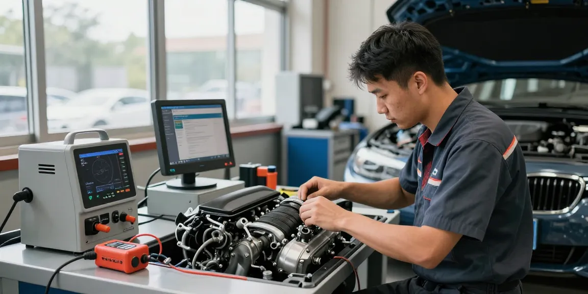 Chiptuning Hannover: Fachmann optimiert BMW Motor in professioneller Werkstatt mit modernster Technik