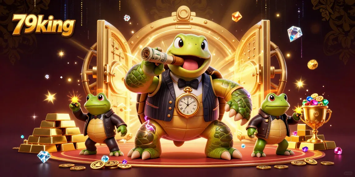 Experience the thrill of 79king in an animated casino scene with a snapping turtle and bullfrog enforcers.
