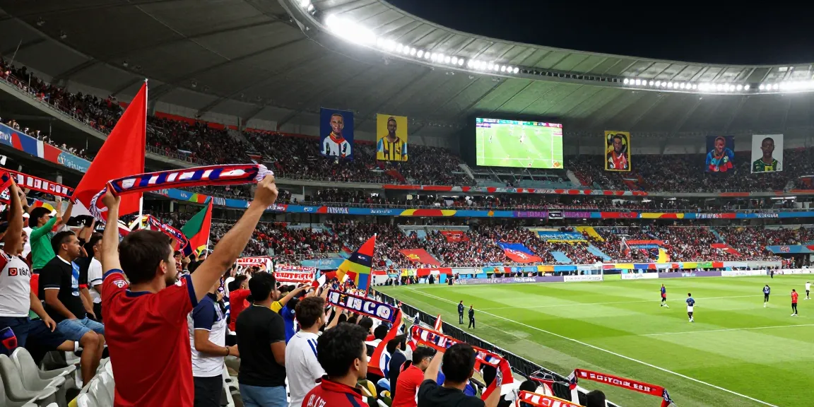 Experience the excitement of kora live with fans cheering during a football match in a vibrant stadium.