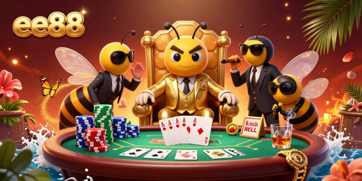 Experience the excitement of ee88 with animated characters at a vibrant poker game in a captivating scene.