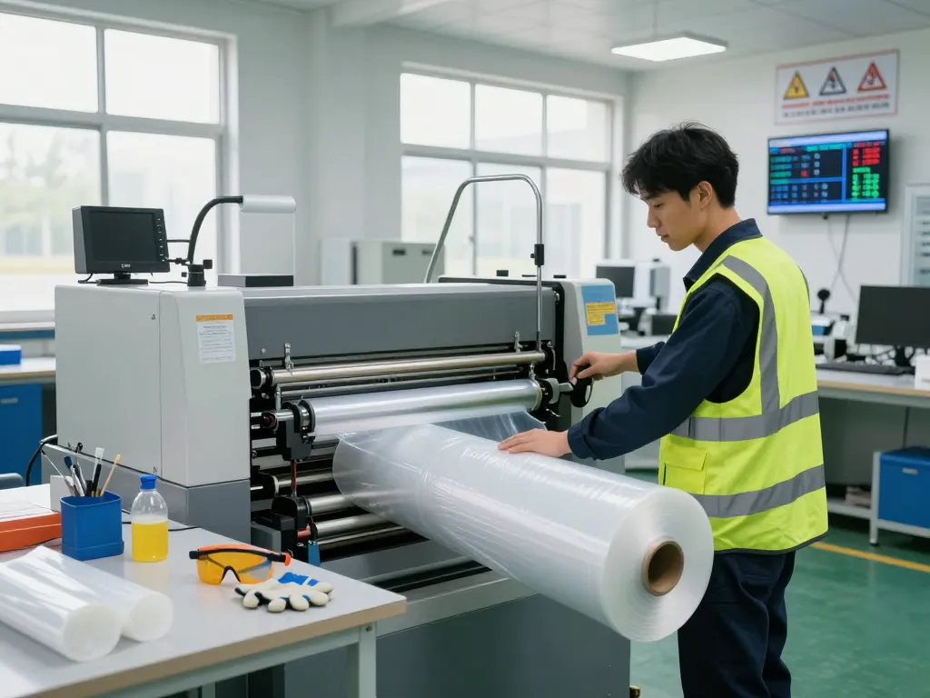 Identify địa chỉ bóc ép plastic hà nội in a professional plastic processing workshop, featuring technicians and advanced machinery.
