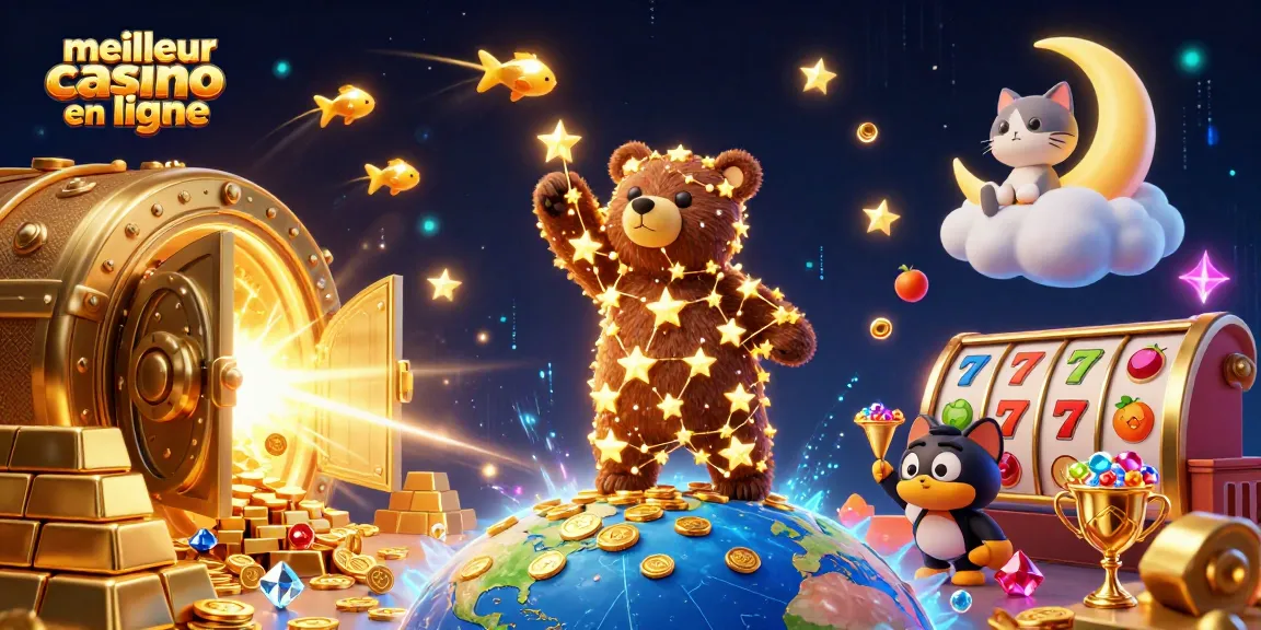 Jouez au meilleur casino en ligne avec un ours constellation en or et des joyaux scintillants.