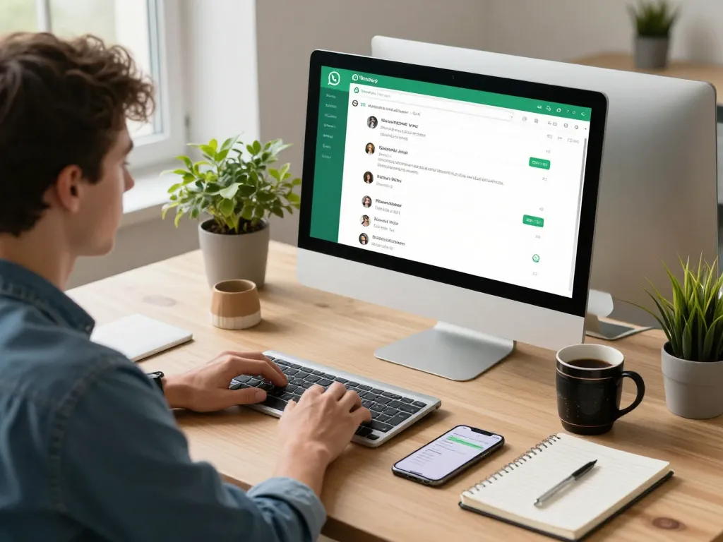 现代办公室环境中专注使用 WhatsApp网页版 的用户