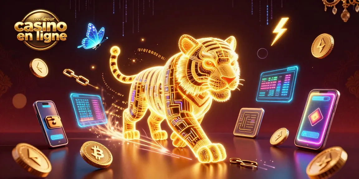 Découvrez le meilleur casino en ligne avec un tigre doré 3D et des éléments cryptographiques éclatants.