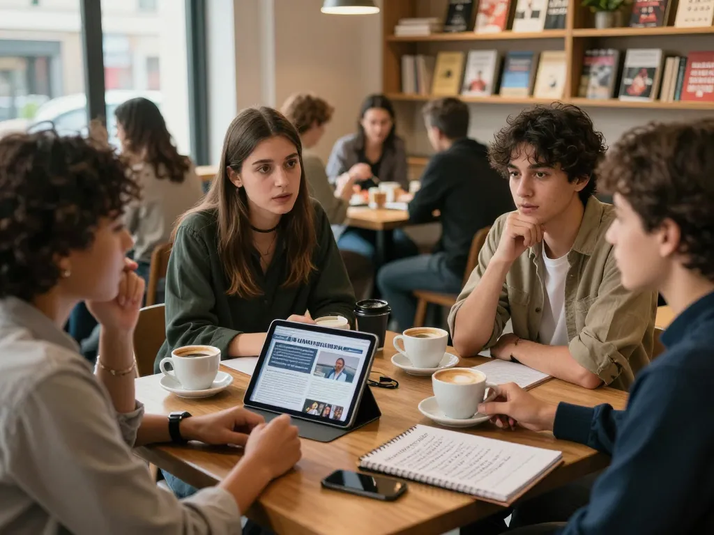 Engaging community discussion on facing serious political issues in a cozy café