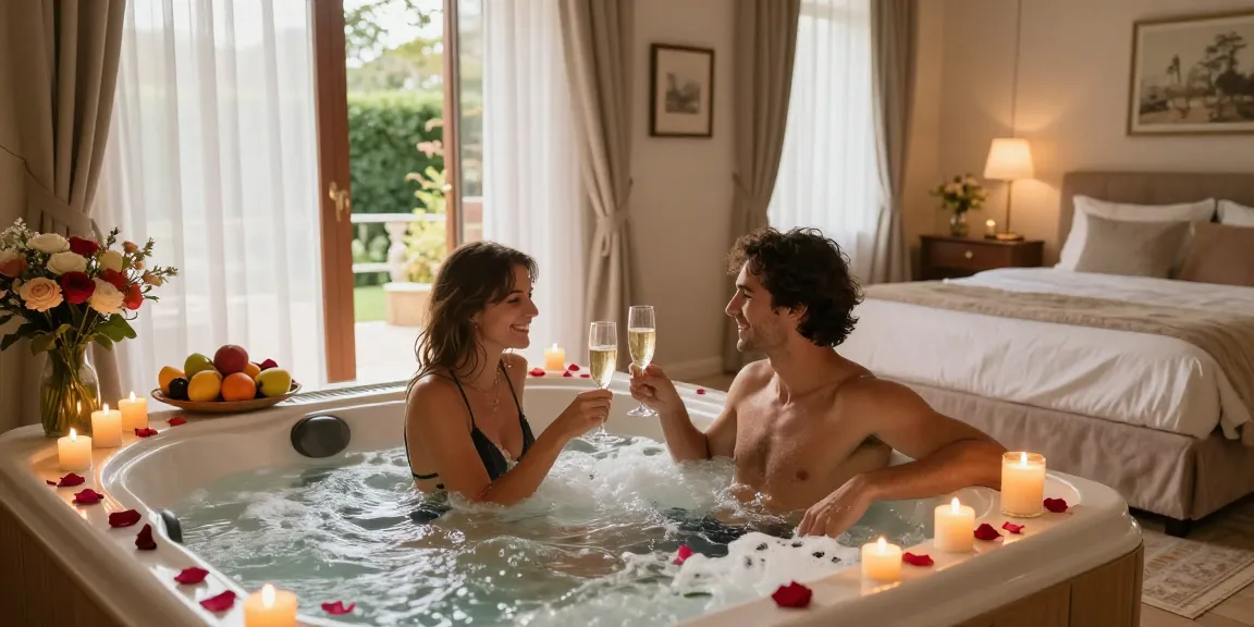 romantic experience in a chambre romantique toulouse with a couple enjoying a jacuzzi spa