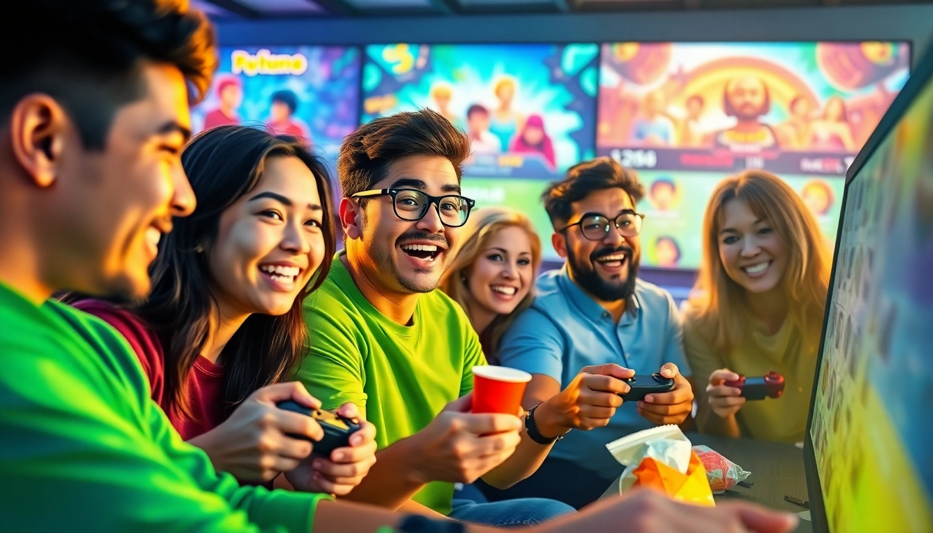 Players experiencing the yono game in a colorful gaming environment, showcasing excitement and competition.