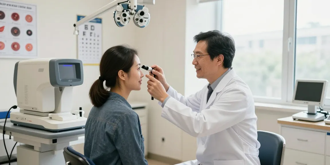 Ophthalmologist conducting glaucoma examination, showcasing patient care and advanced eye health technology.